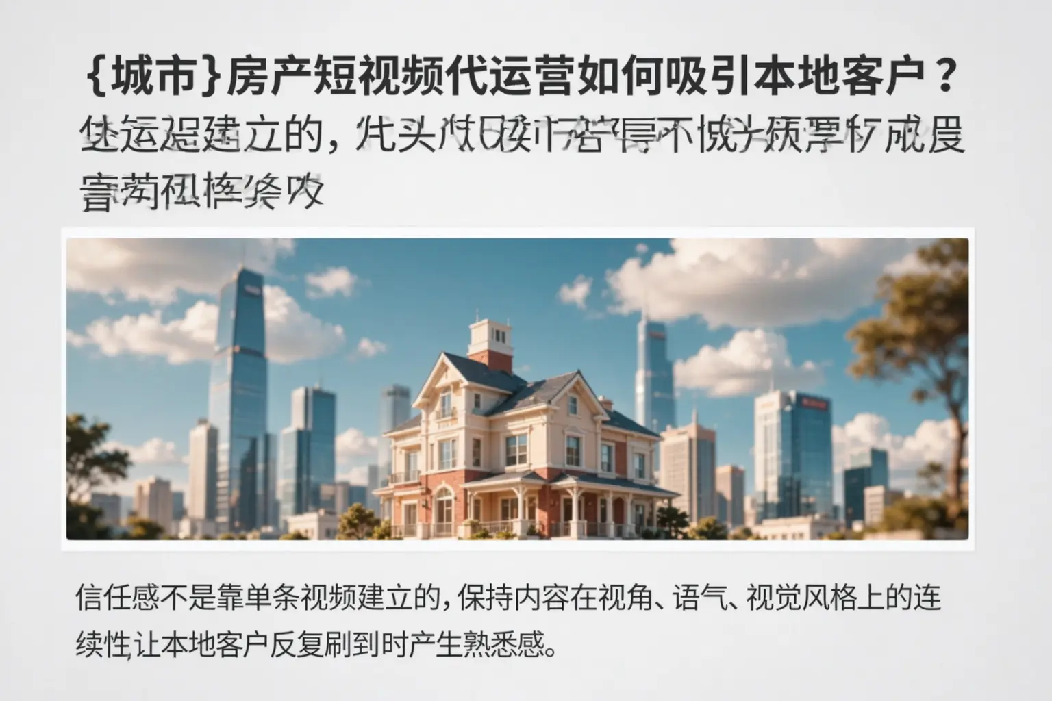 门头沟房产短视频代运营如何吸引本地客户?
